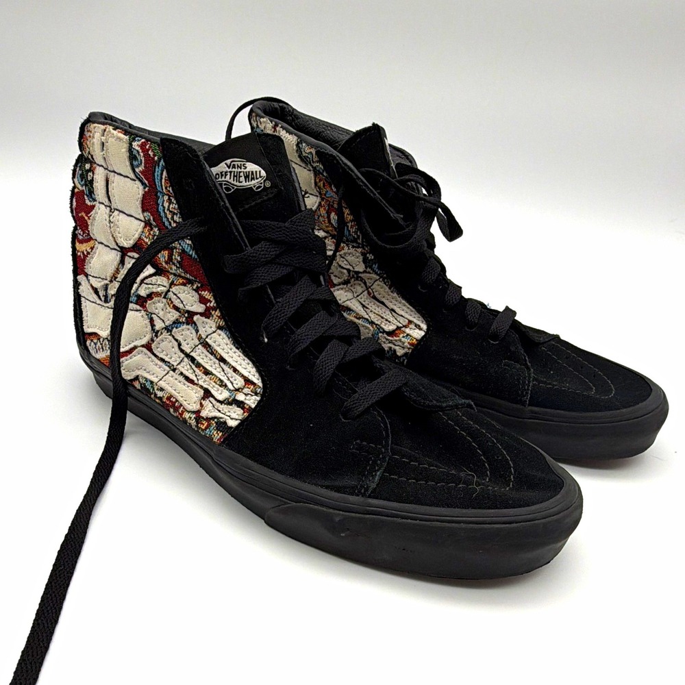 VANS Sk8-Hi Bones High Top Lace-Up Sneakers Black/Multicolor Graphic Logo 503357